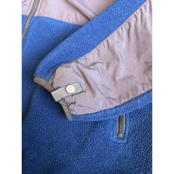 North Face Polartec Jacket Blue Grey Fleece Zipper Pullover Boys Pockets XL - Picture 4 of 8
